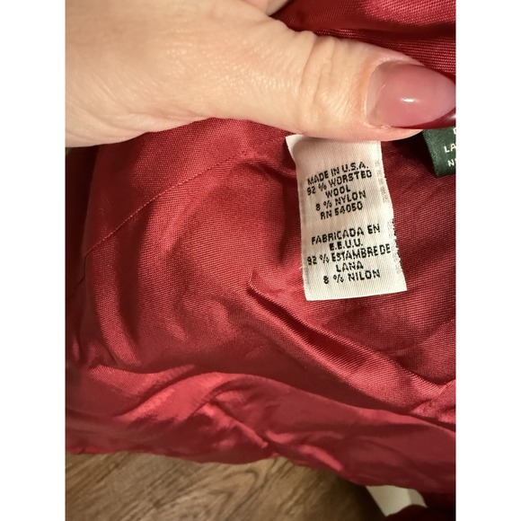 Ralph Lauren Red Windowpane Plaid Wool Jacket Women's 6 Equestrian Blazer VNTG - Picture 3 of 4